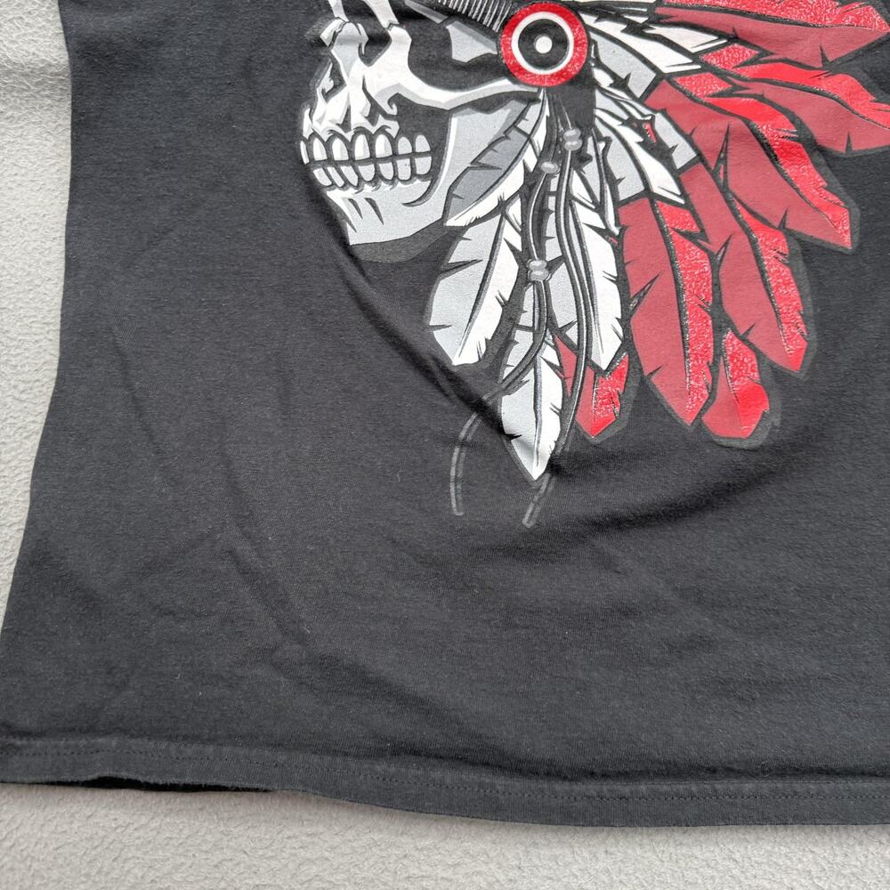 Hard Ten Shirt Mens 2XL Black Skull Tribal Headdress Graphic T-Shirt Tee Tagless - Picture 6 of 8